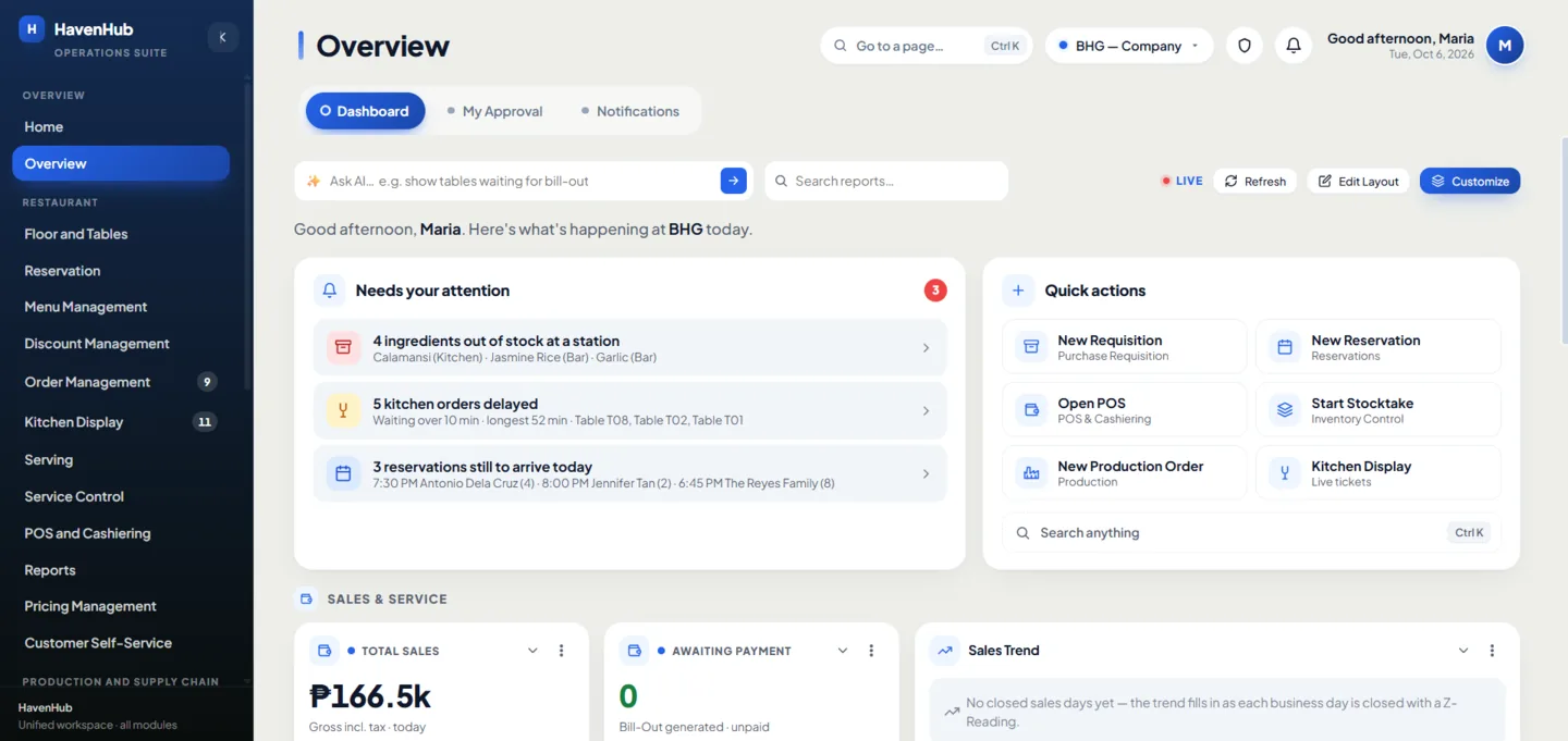 HavenHub Operations and Procurement System